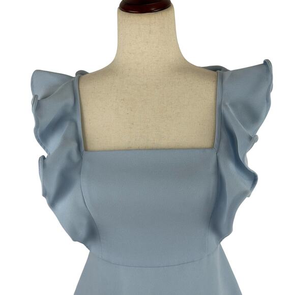 BCBGENERATION RUFFLE SLEEVE SQUARE NECK MINI DRESS IN BABY BLUE WOMEN'S‎ SIZE 0 - Picture 9 of 13